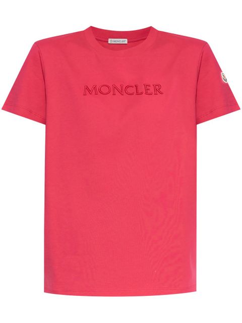 Moncler logo-embroidered T-shirt - Pink - zdjęcie produktu nr 1