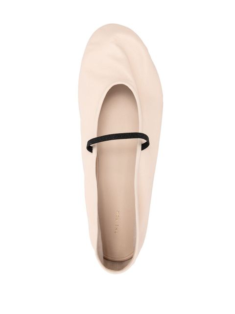 The Row almond-toe elasticated-strap ballerina flats - Neutrals