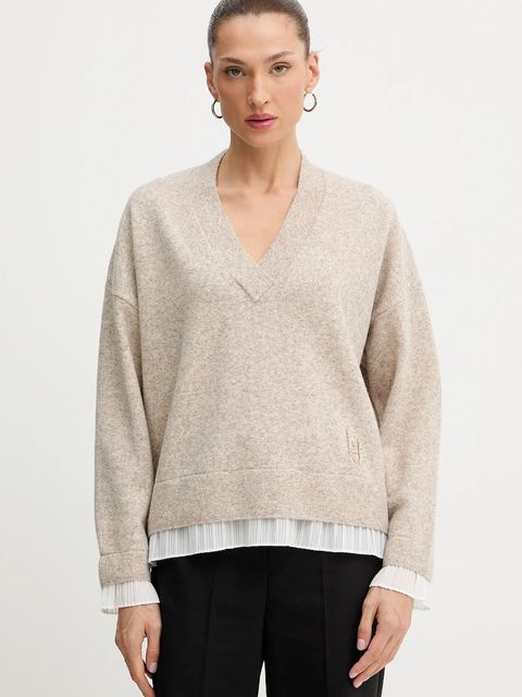 Liu Jo sweter z dodatkiem wełny damski kolor beżowy MF5123 MA90Q - zdjęcie produktu nr 1