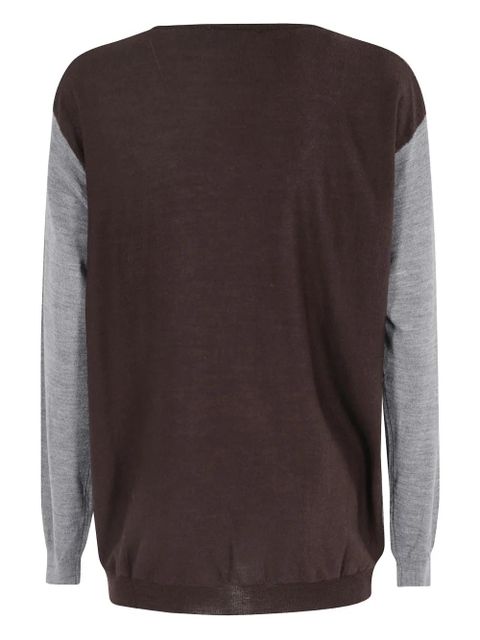 SOLOTRE V-neck colourblock sweater - Grey - zdjęcie produktu nr 2