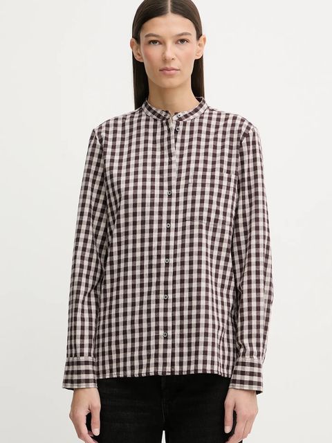 Marc O'Polo koszula bawełniana damska kolor brązowy regular 511111042519