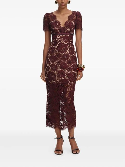 Self-Portrait floral lace midi dress - Red - zdjęcie produktu nr 1
