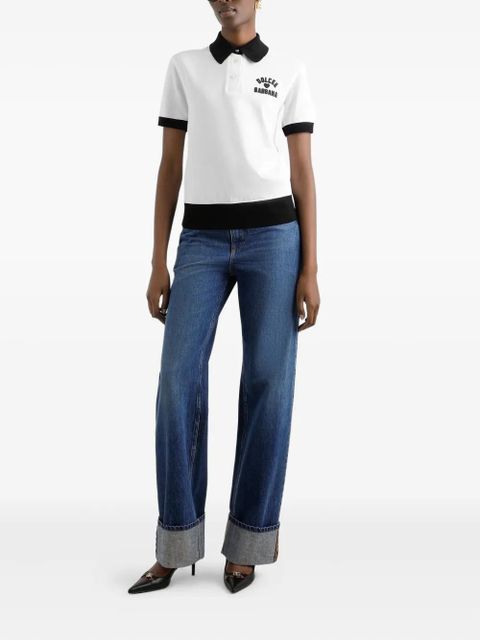 Dolce & Gabbana logo-embroidered cotton polo top - White - zdjęcie produktu nr 2