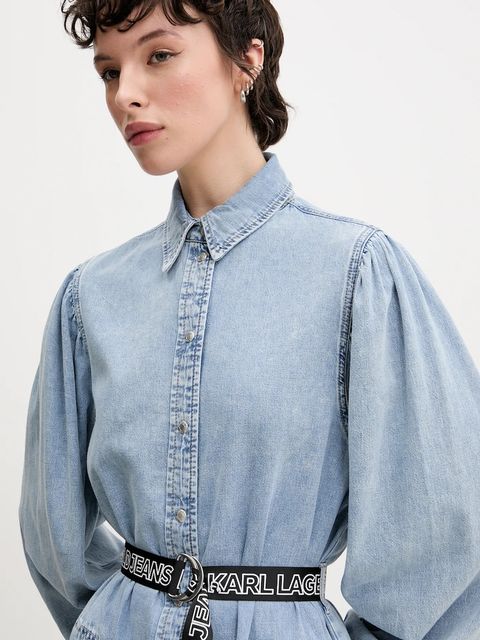 Karl Lagerfeld Jeans sukienka bawełniana kolor niebieski mini prosta A2W13022