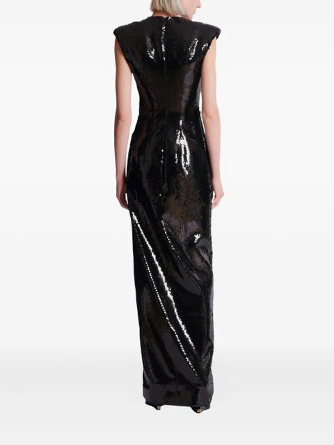Balmain draped sequin-embellished dress - Black