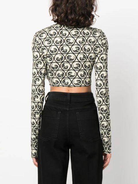 Off-White moon-print cropped top - Neutrals