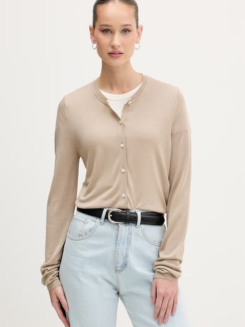 HUGO kardigan damski z domieszką jedwabiu Sessiry - zdjęcie produktu nr 2