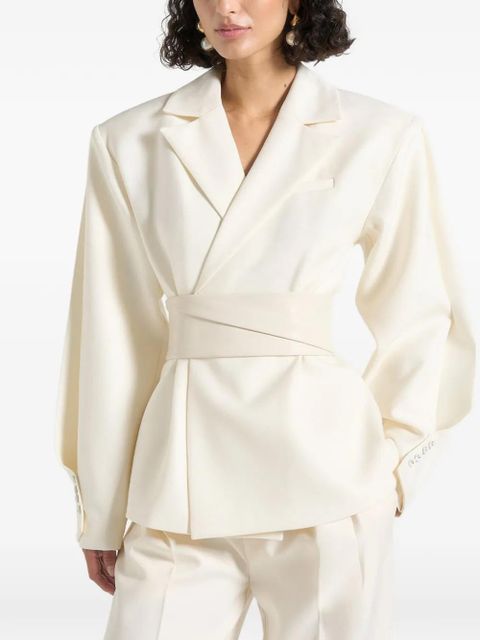 Manière De Voir Marie twist-sleeve belted blazer - Neutrals