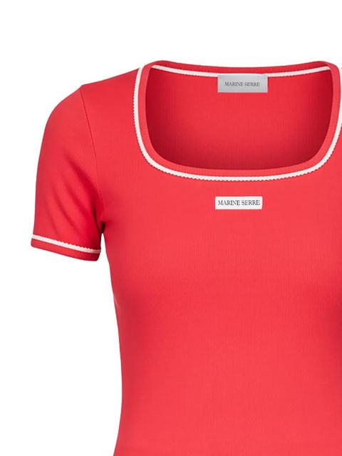 Marine Serre ribbed square-neck T-shirt - Red - zdjęcie produktu nr 2