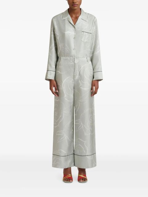 Marni rose-print palazzo pants - Green - zdjęcie produktu nr 2