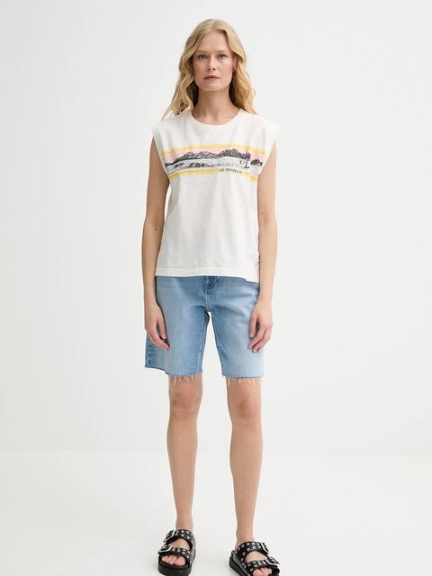 G-Star szorty jeansowe damskie kolor niebieski gładkie high waist D26268-D932 - zdjęcie produktu nr 2