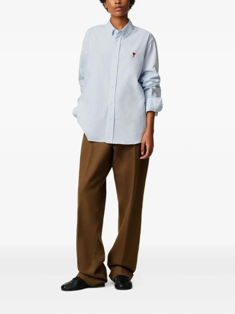 AMI Paris Ami De Coeur button-down cotton shirt - Blue