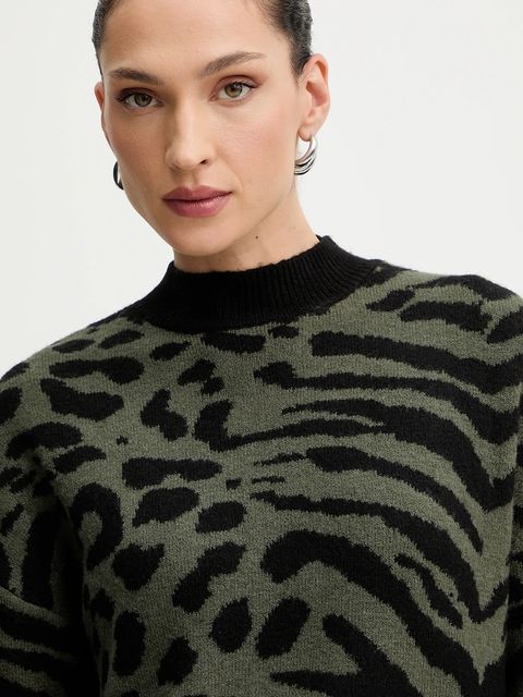 Morgan sweter damski kolor zielony z półgolfem MFELIXA