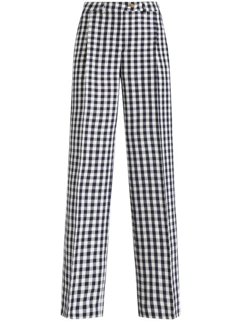 ETRO gingham-print straight trousers - Blue - zdjęcie produktu nr 1