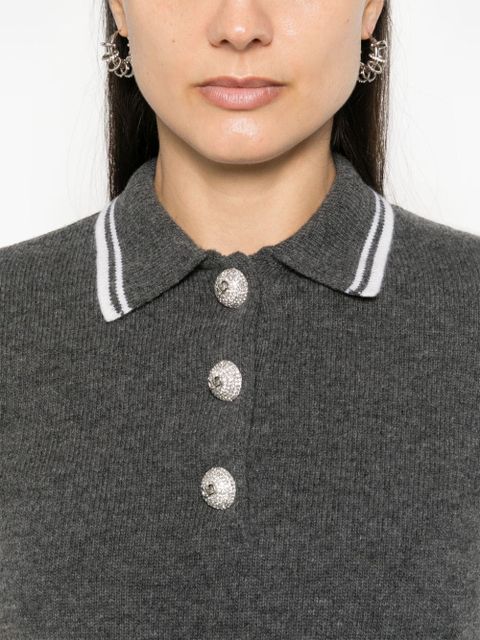 Valentino Garavani striped-edge polo shirt - Grey