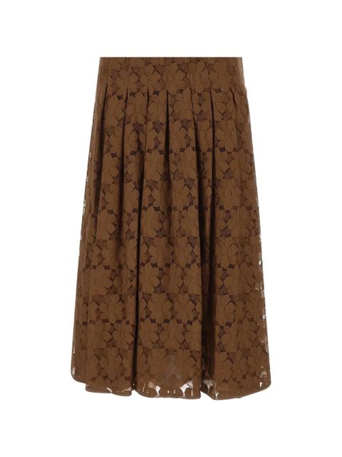Max Mara floral-lace midi skirt - Brown