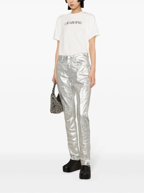 Rabanne sequined-logo cotton T-shirt - White