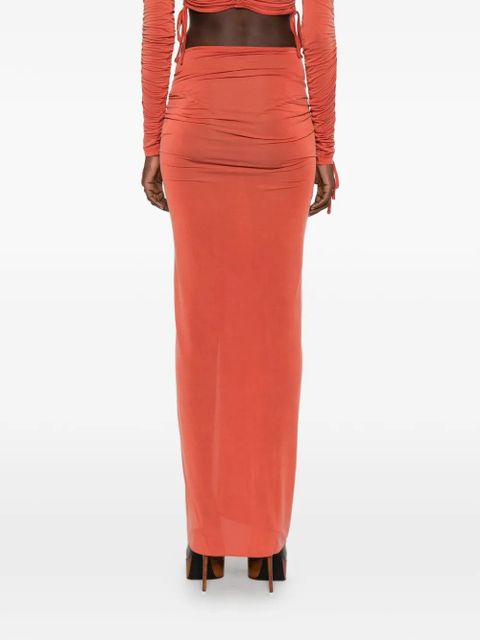 Balmain draped-detail slit maxi skirt - Orange