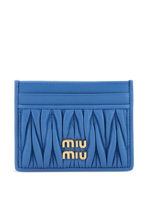 Miu Miu matelassé-motif leather card holder - Blue - zdjęcie produktu nr 1