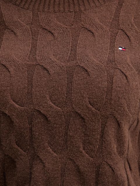 Tommy Hilfiger sweter wełniany damski kolor brązowy lekki WW0WW43586