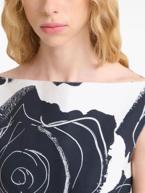 Marni rose-print midi dress - White