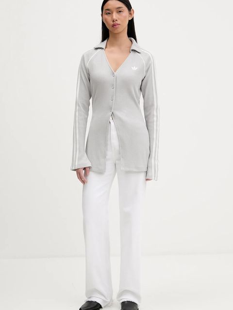 adidas Originals koszula Button Down damska kolor szary regular z kołnierzykiem klasycznym KR5109 - zdjęcie produktu nr 2