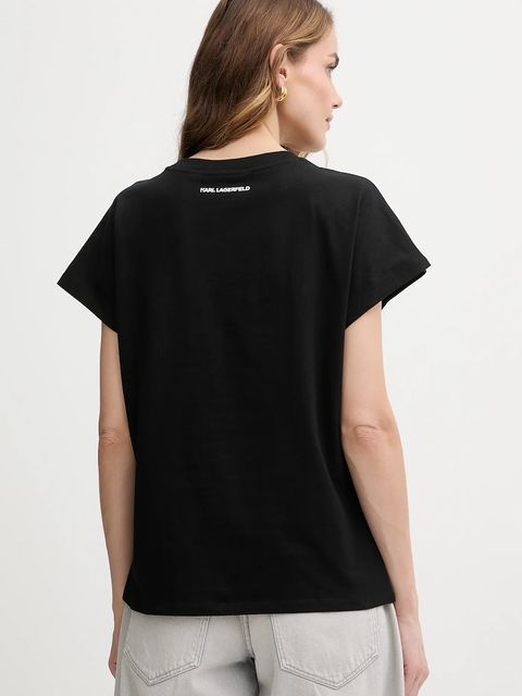 Karl Lagerfeld t-shirt bawełniany damski kolor czarny B1W17032