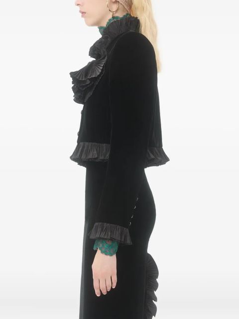 Valentino Garavani cropped jacket in sablé velvet - Black