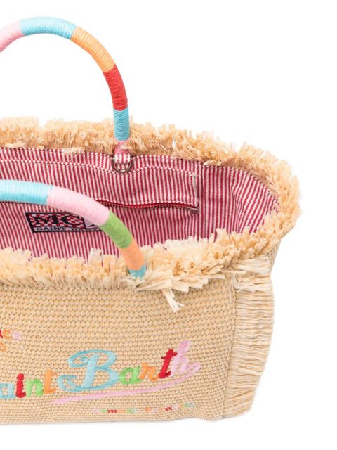MC2 Saint Barth embroidered-logo frayed tote bag - Neutrals