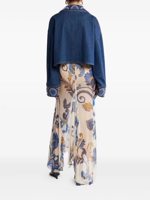 ETRO embroidered cropped jacket - Blue