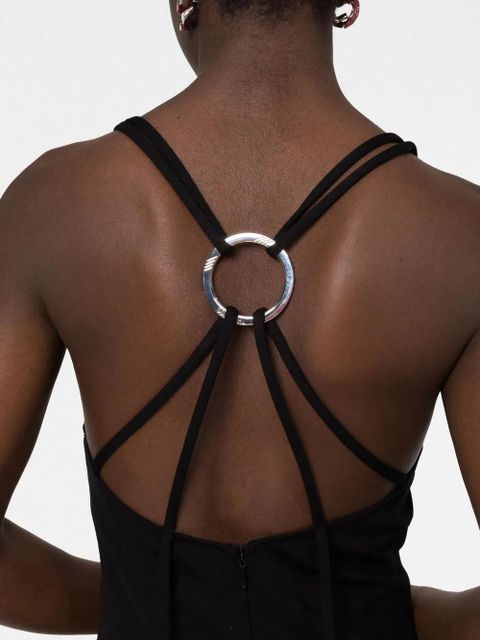 The Attico feather-trim mini dress - Black