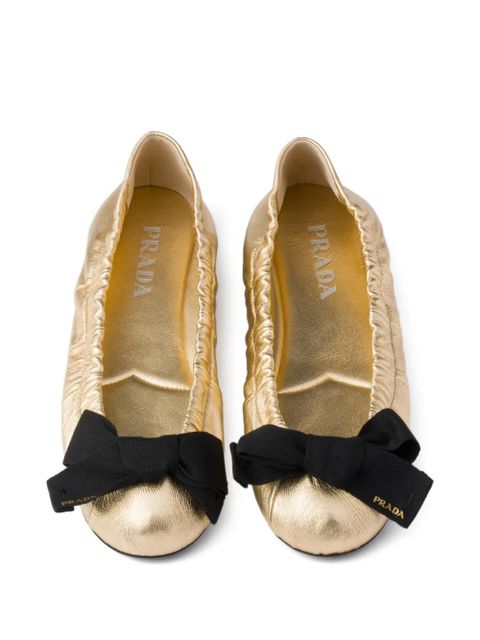 Prada leather ballet flats - Gold