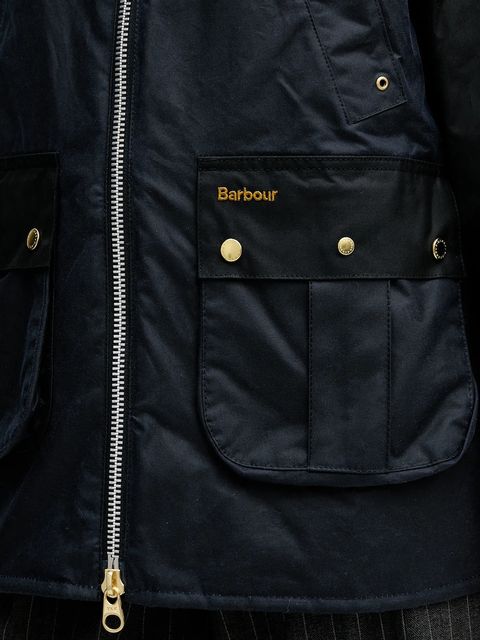 Barbour kurtka woskowana Kettlewell kolor granatowy przejściowa oversize LWX1519