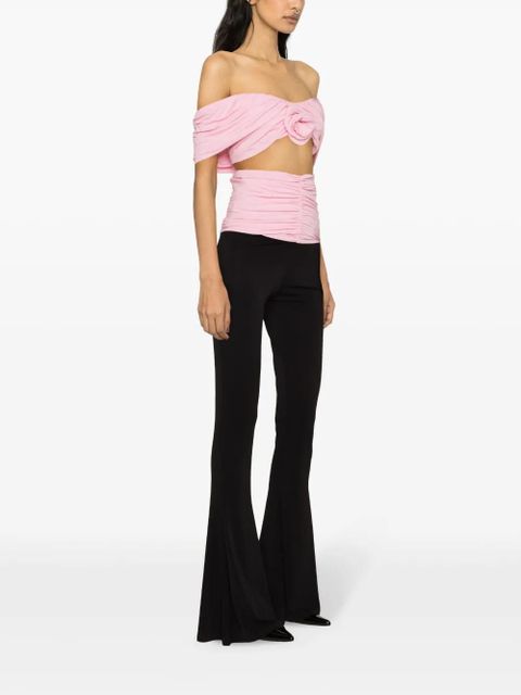 Magda Butrym rose-appliqué ruched top - Pink
