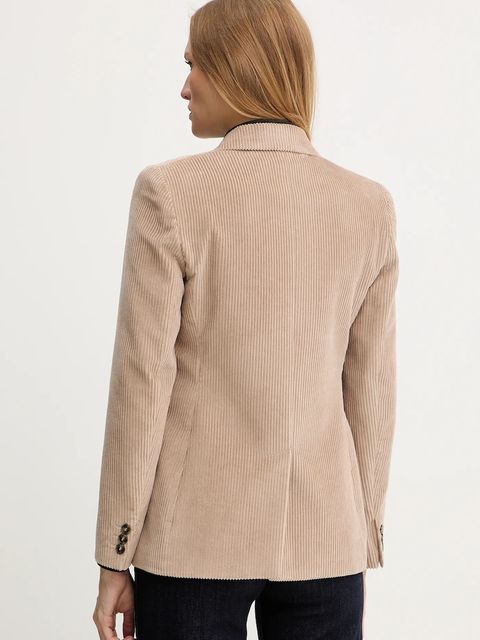 Weekend Max Mara marynarka sztruksowa KATANGA kolor beżowy dwurzędowa gładka 2525046062600 - zdjęcie produktu nr 2