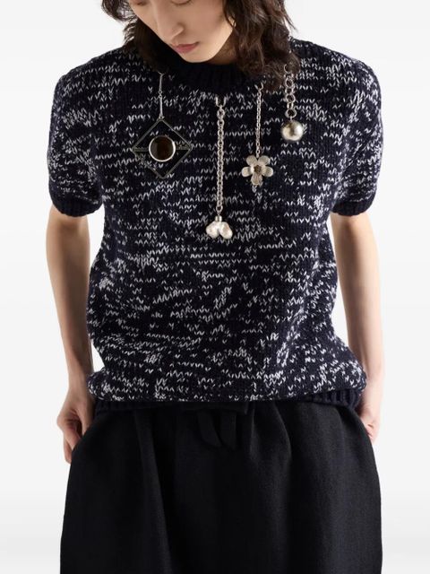 Prada short-sleeve pendant-embellished sweater - Blue