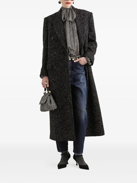 Dolce & Gabbana herringbone-pattern double-breasted coat - Black
