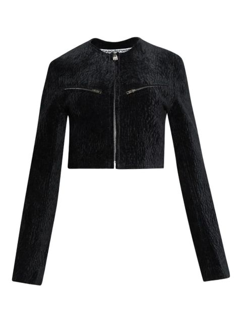 Alexander Wang velvet-effect cropped jacket - Black - zdjęcie produktu nr 1