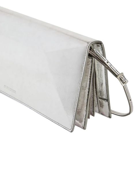 Jil Sander medium File laminated leather shoulder bag - Silver