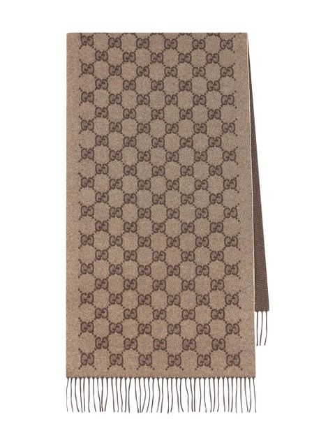 Gucci monogram fringed scarf - Neutrals - zdjęcie produktu nr 1