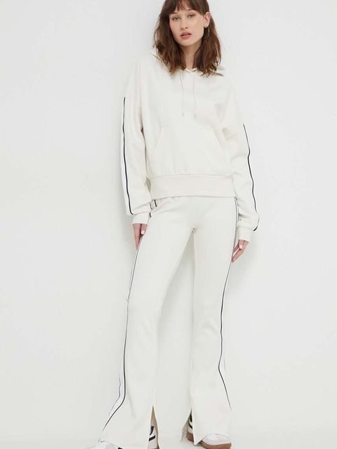 HUGO Blue bluza damska kolor beżowy z kapturem z aplikacją 50512858