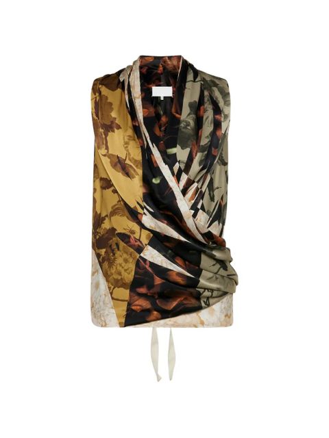 Maison Margiela draped floral silk top - Yellow - zdjęcie produktu nr 1