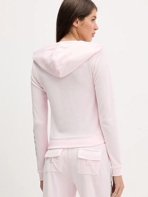 Juicy Couture bluza welurowa Angel damska kolor różowy z kapturem z nadrukiem JCNAS126455