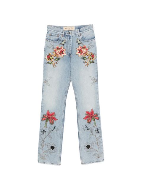 Valentino Garavani floral-embroidery jeans - Blue - zdjęcie produktu nr 1