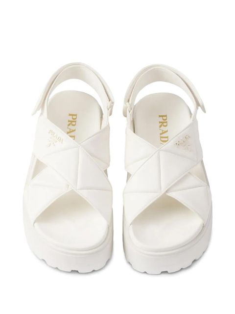 Prada leather flatform sandals - White