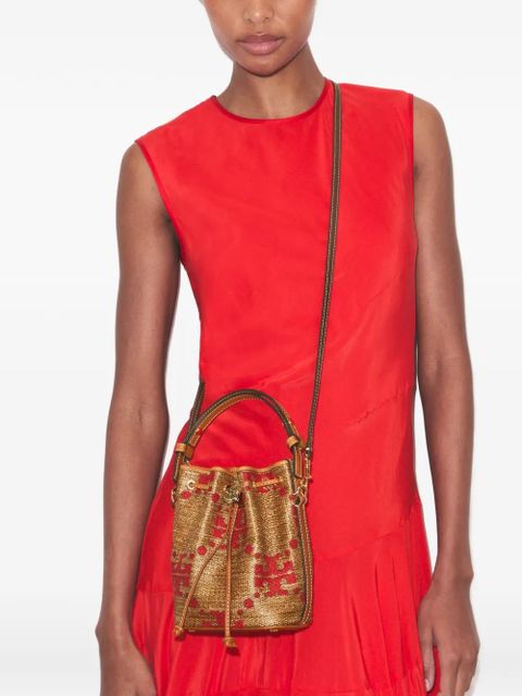 Tory Burch T Monogram straw mini bucket bag - Neutrals - zdjęcie produktu nr 2
