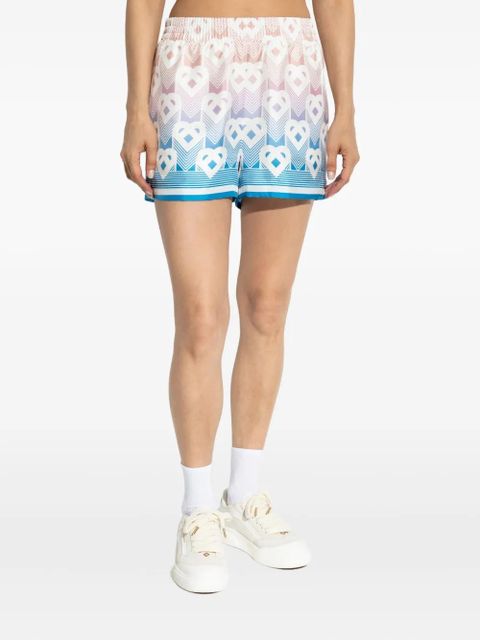 Casablanca monogram-print silk shorts - Blue