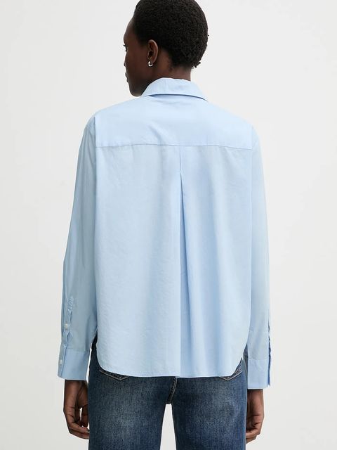 Marc O'Polo bluzka bawełniana damska kolor niebieski gładka 5000007470