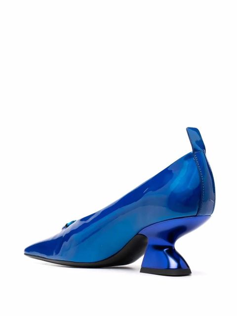 Ferragamo F heel leather pumps - Blue