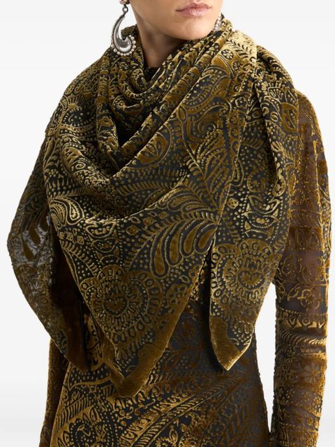 ETRO velvet-effect paisley shawl - Green